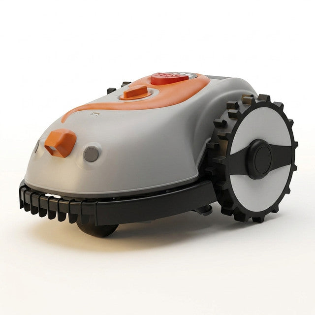 Robotic Lawn Mower Grass Cutter Robot Smart without Boundary Wire 4.0Ah Removable Battery Visual Sensor for Small Garden 200Sqm — Studio Shot