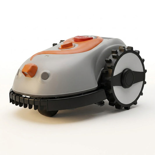 Robotic Lawn Mower Grass Cutter Robot Smart without Boundary Wire 4.0Ah Removable Battery Visual Sensor for Small Garden 200Sqm — Studio Shot