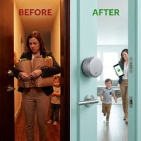 Wifi Smart Lock Silver (Retrofits over Existing Deadbolt) — Before & After