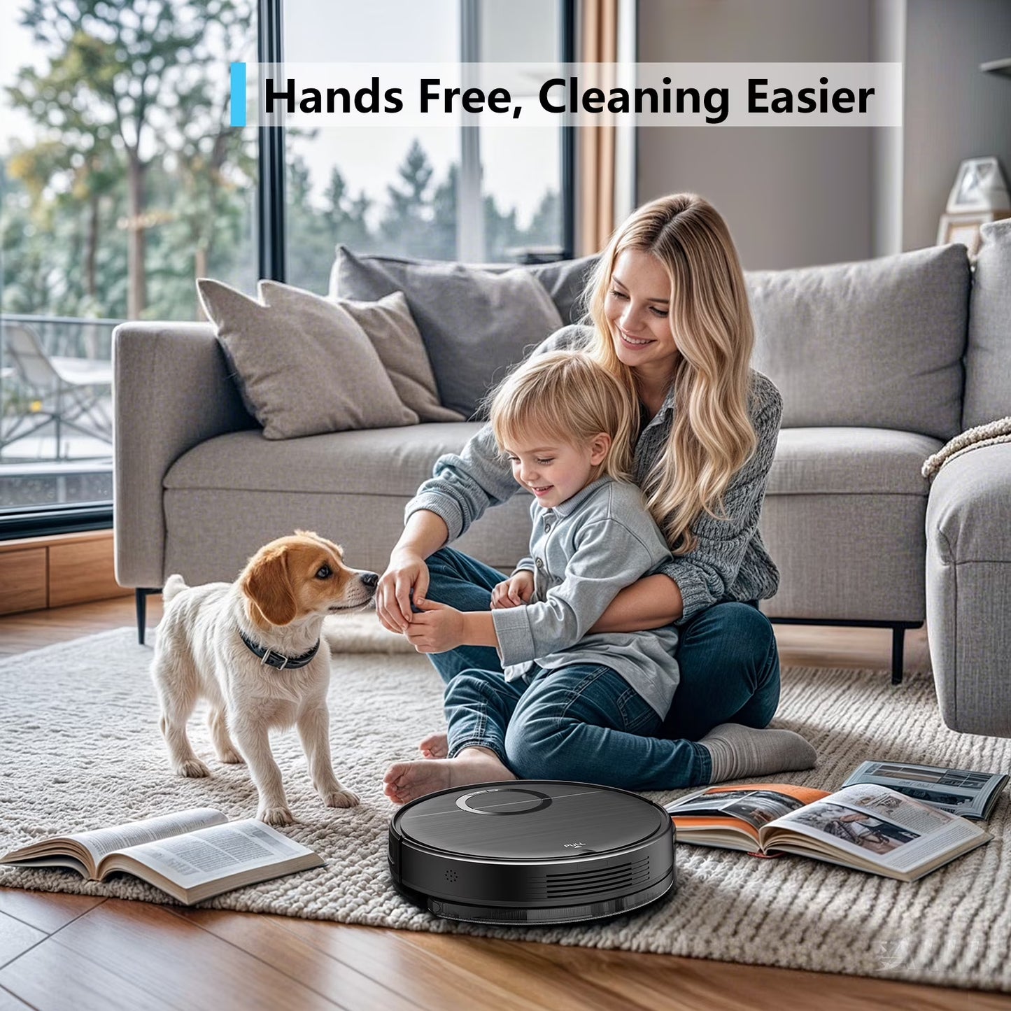 Robot Vacuum and Mop Combo, Robotic Vacuum Cleaner with Schedule, Wi-Fi/App/Remote, Self-Charging, Slim, Ideal for Hard Floor, Pet Hair
