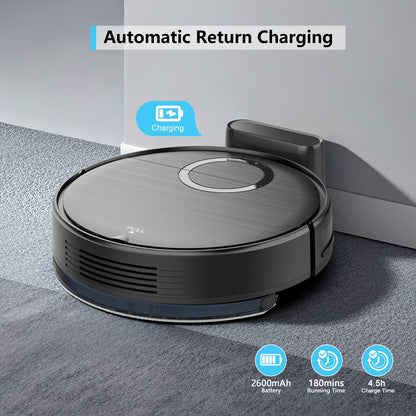 Robot Vacuum and Mop Combo, Robotic Vacuum Cleaner with Schedule, Wi-Fi/App/Remote, Self-Charging, Slim, Ideal for Hard Floor, Pet Hair