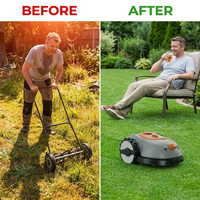 Robotic Lawn Mower Grass Cutter Robot Smart without Boundary Wire 4.0Ah Removable Battery Visual Sensor for Small Garden 200Sqm — Before & After
