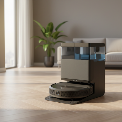 13.8 In. Robotic Vacuum and Mop plus with Smart Navigation plus Autowash Dock in Black